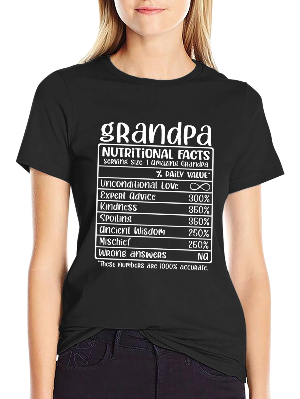 Grandpa Nutritional Facts Black T-Shirt
