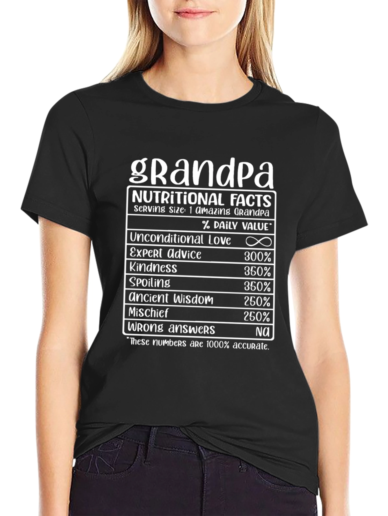 Grandpa Nutritional Facts Black T-Shirt