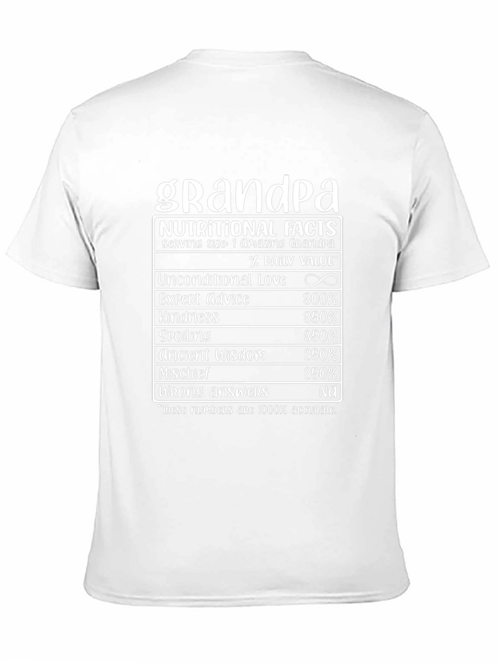 Grandpa Nutritional Facts Black T-Shirt