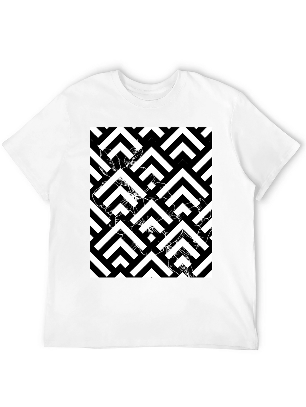 Abstract Geometric Black T-Shirt for Men