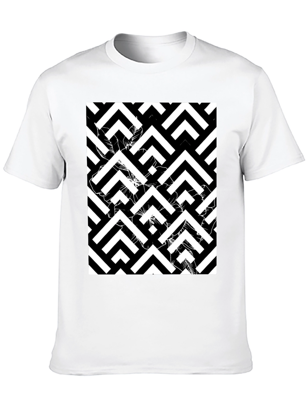 Abstract Geometric Black T-Shirt for Men
