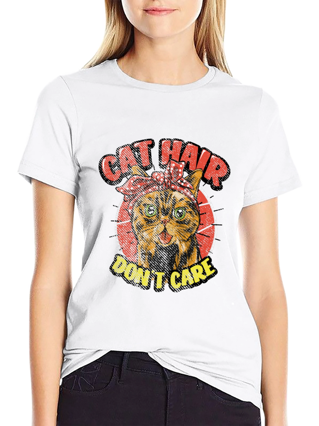 Cat Hair Dont Care Graphic T-Shirt