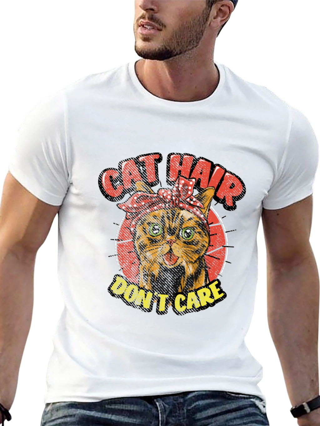 Cat Hair Dont Care Graphic T-Shirt