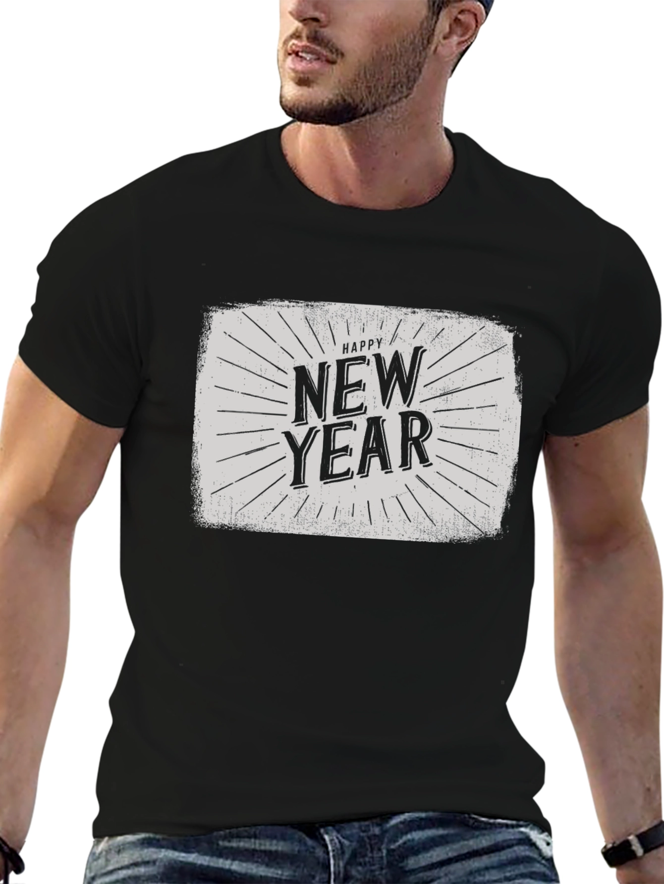 Happy New Year Graphic Tee - Black