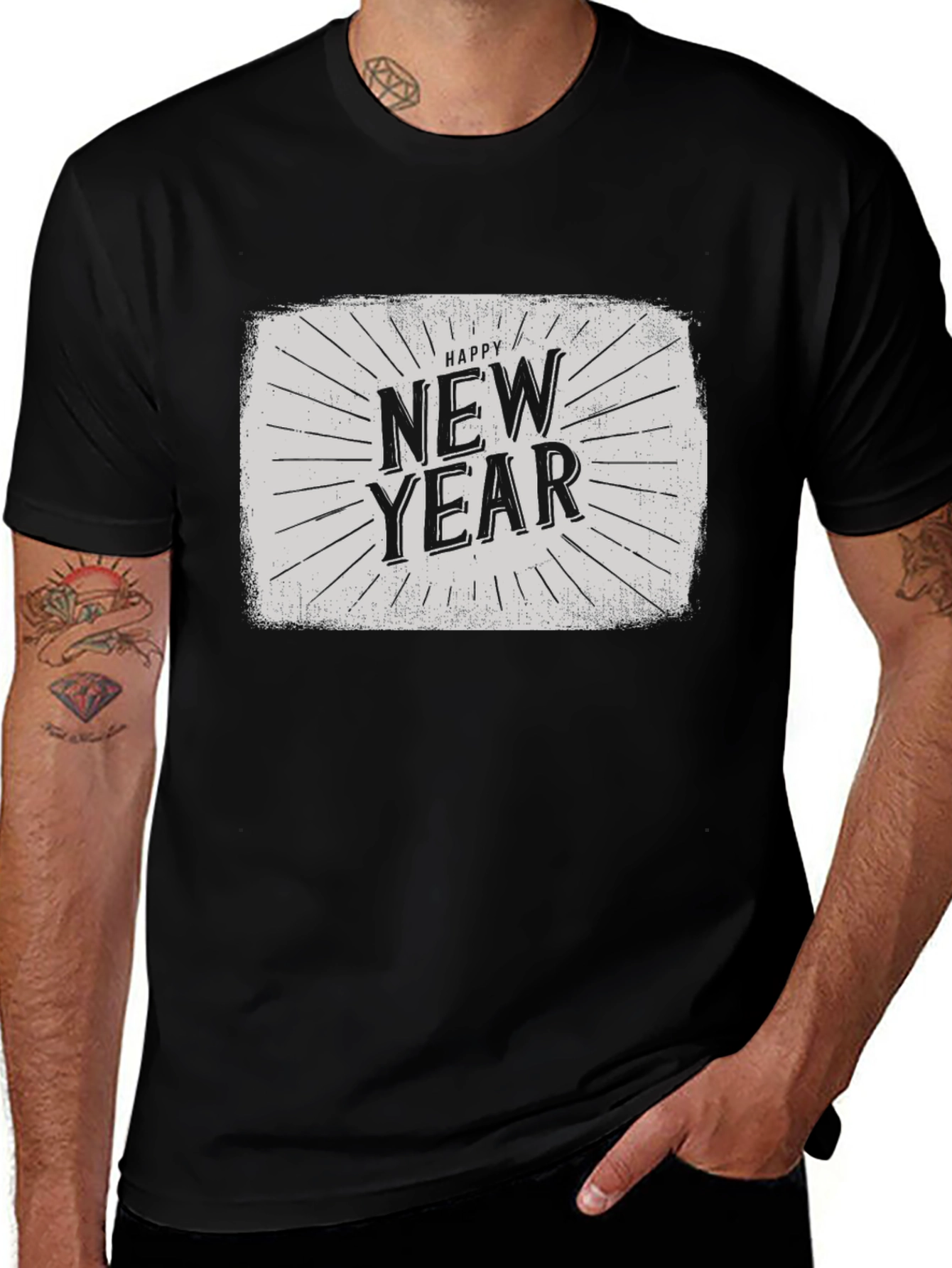 Happy New Year Graphic Tee - Black