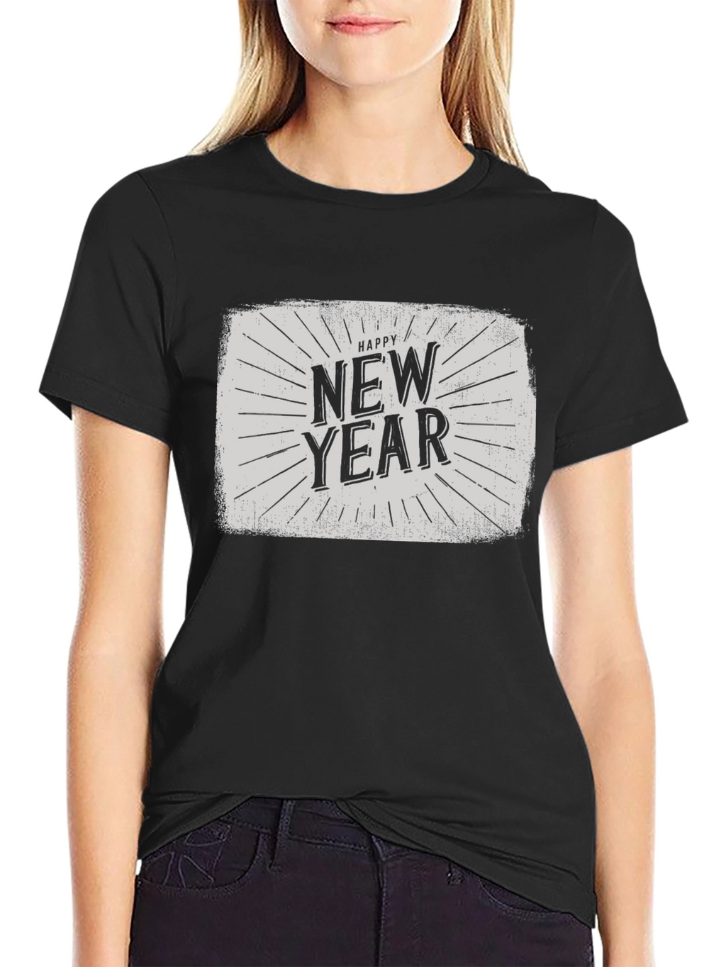 Happy New Year Graphic Tee - Black