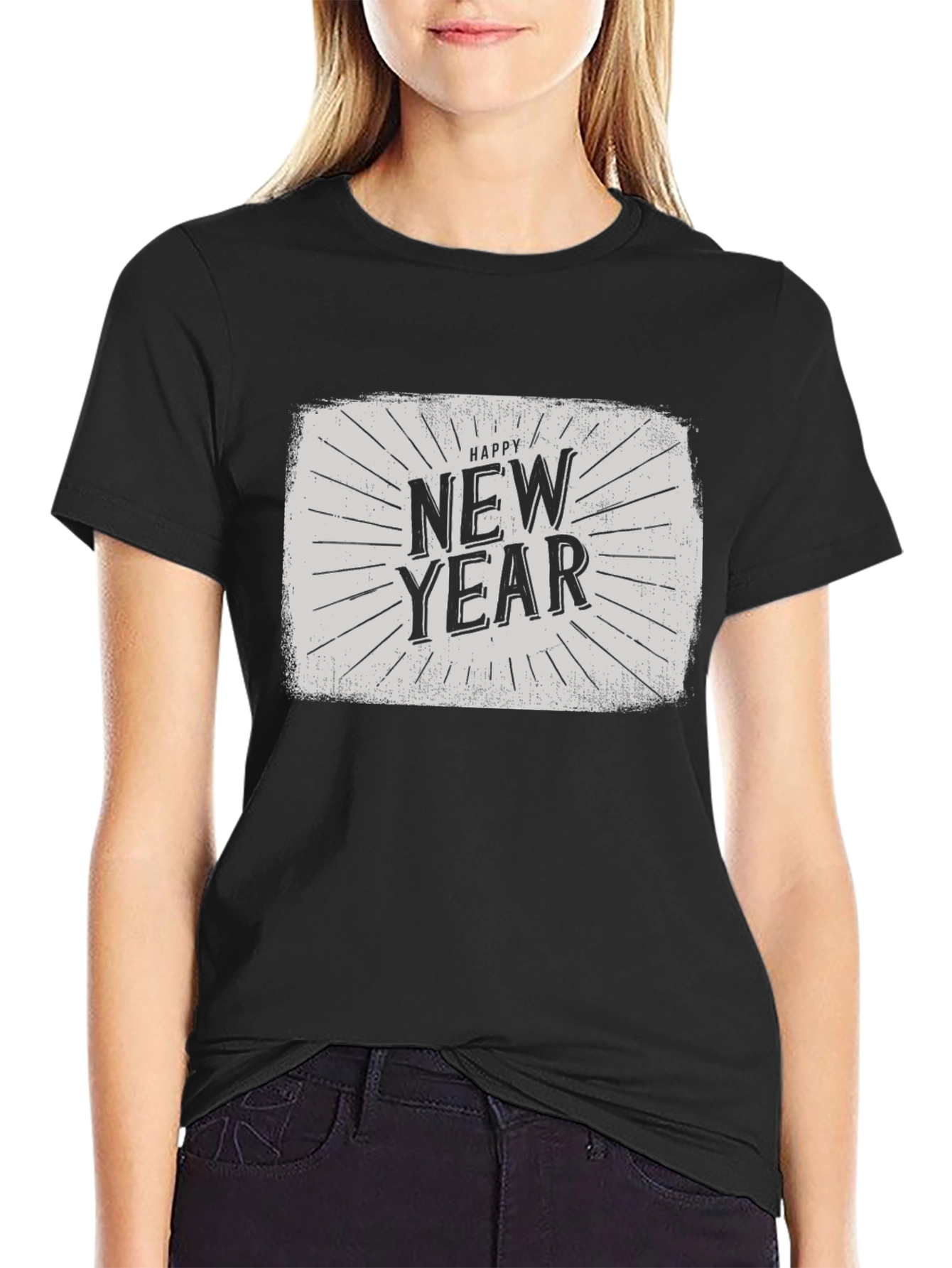 Happy New Year Graphic Tee - Black