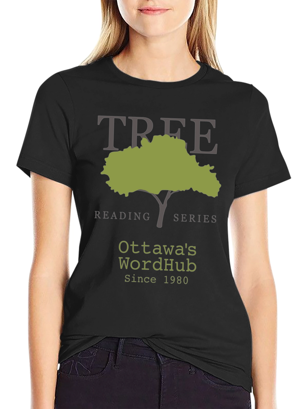 Ottawas WordHub Tree Reading Series Black T-Shirt