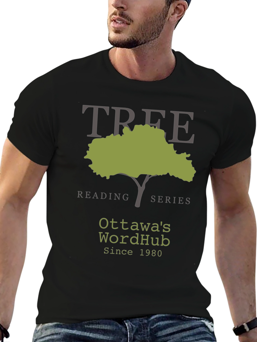 Ottawas WordHub Tree Reading Series Black T-Shirt