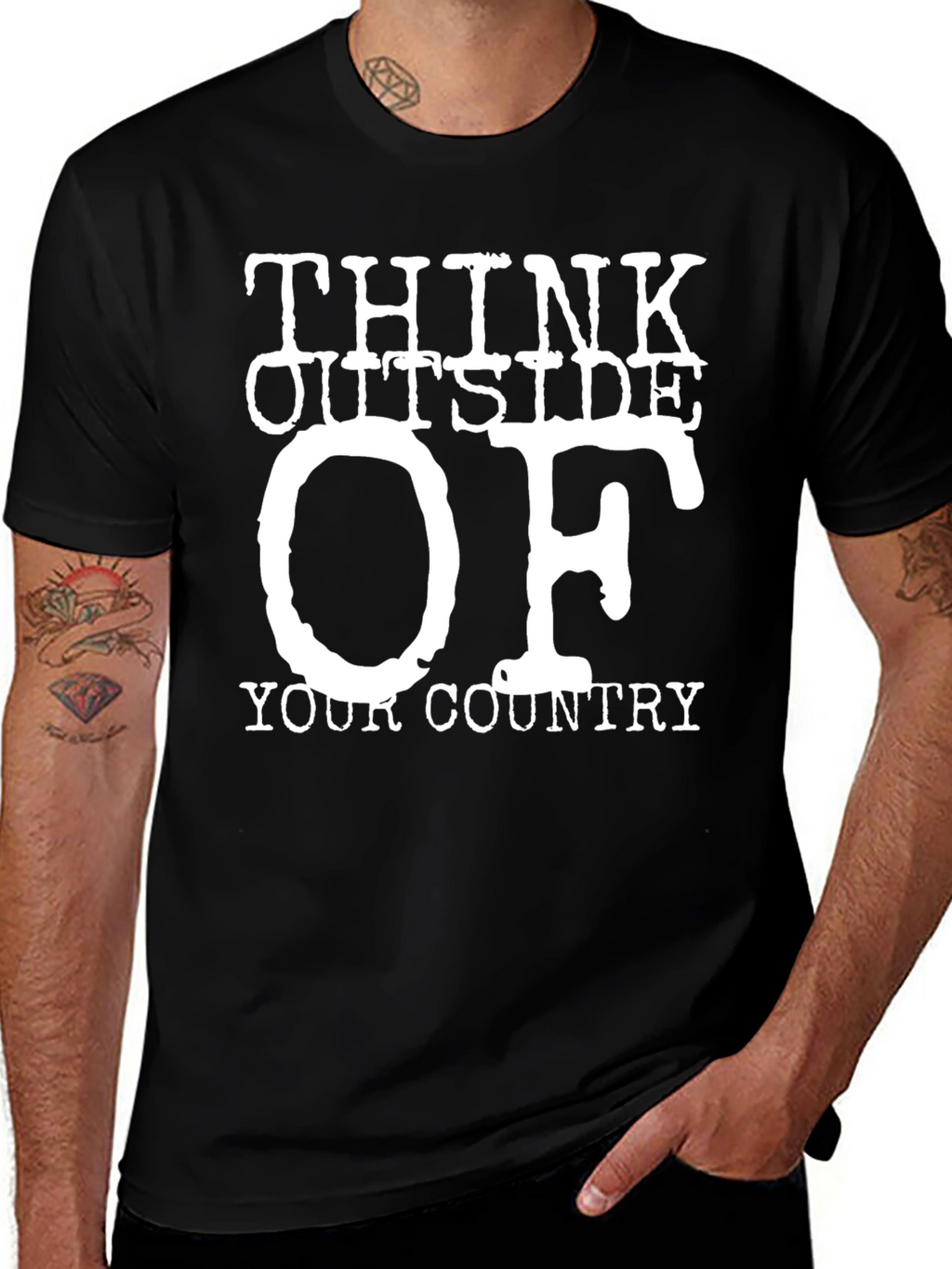Think Outside Your Country T-Shirt Novelty Graphic Tee