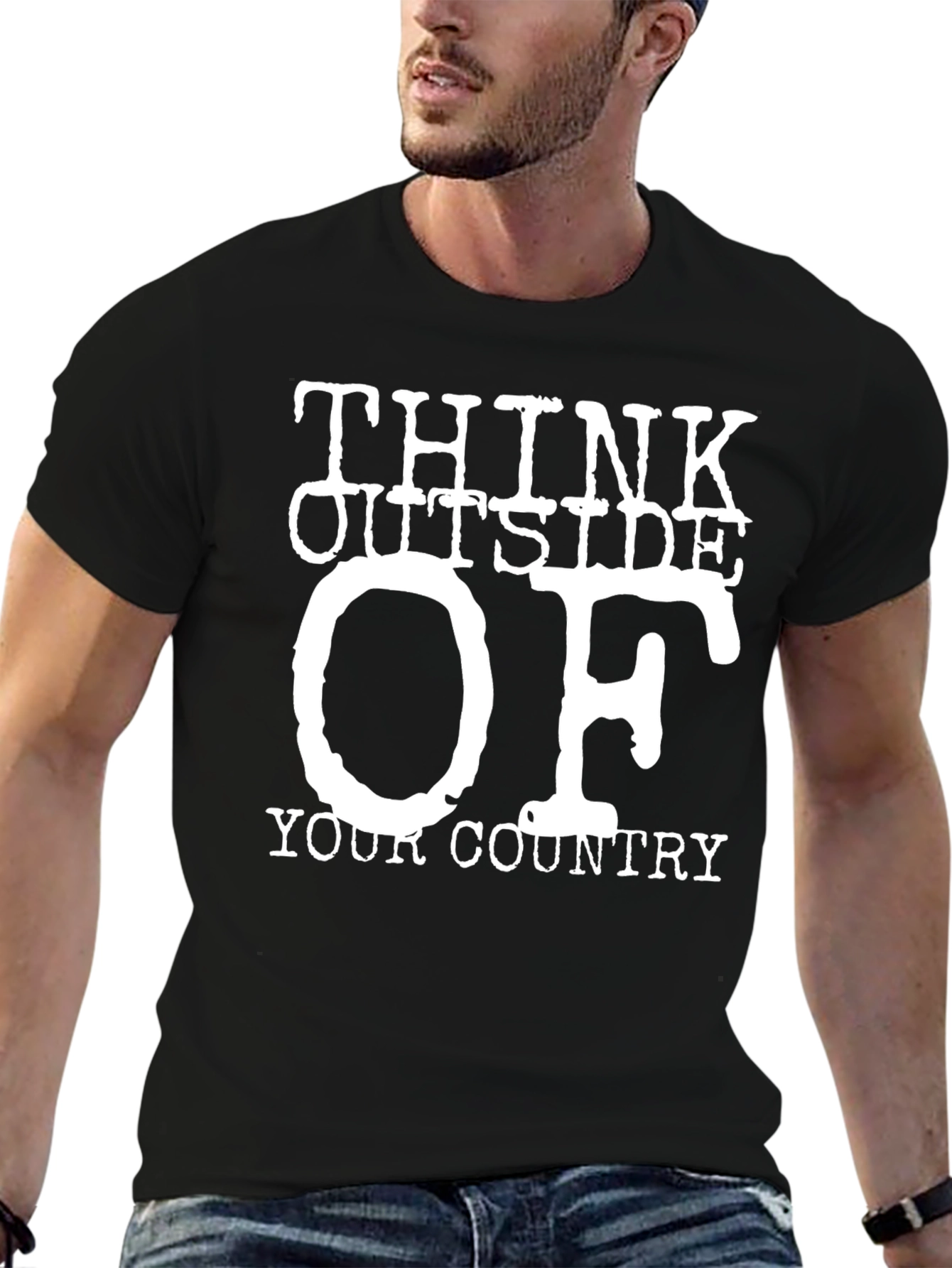 Think Outside Your Country T-Shirt Novelty Graphic Tee