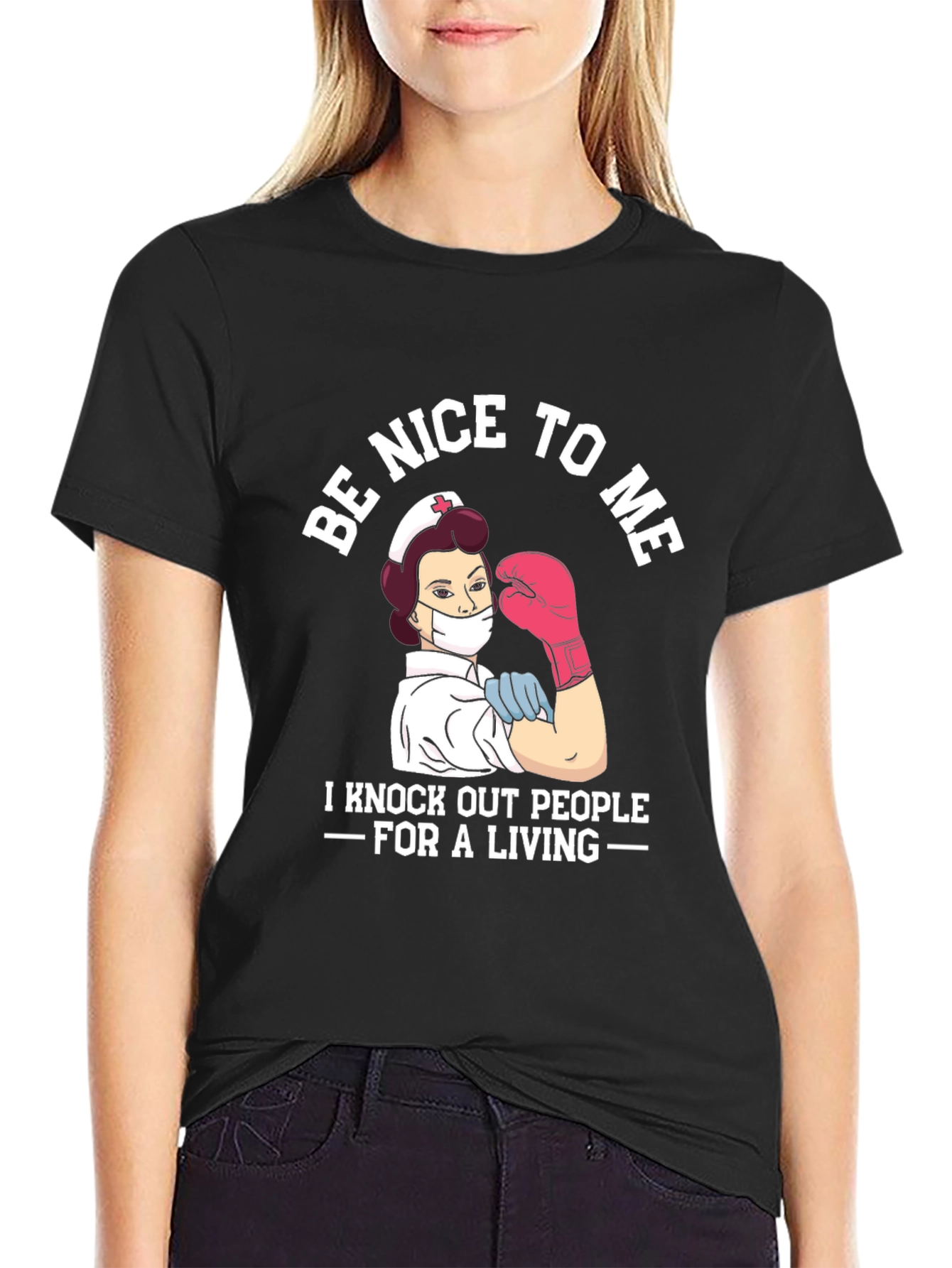 Nurse Boxer T-Shirt - Be Nice To Me Graphic Tee