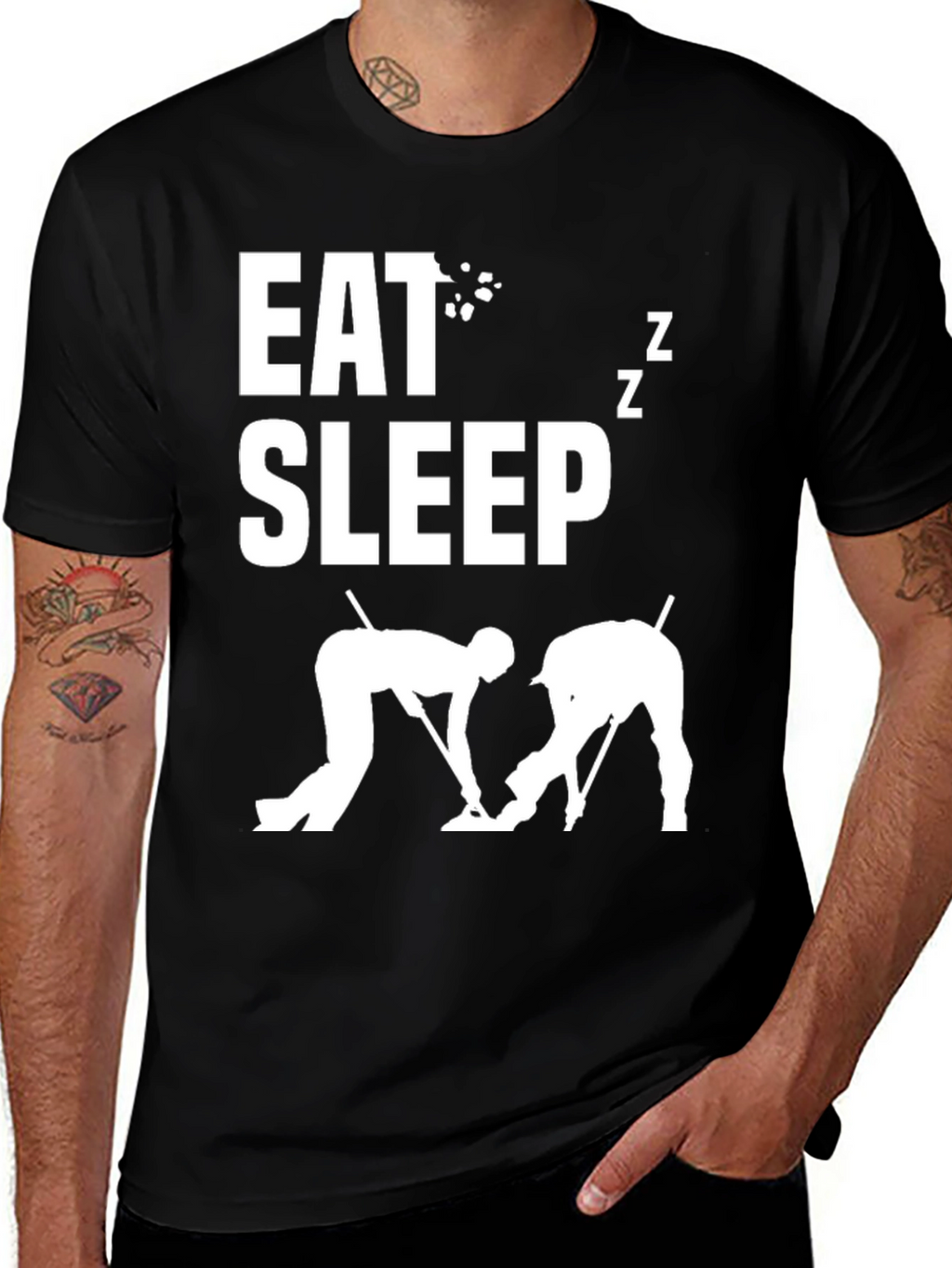Eat Sleep Curling T-Shirt - Novelty Sports Tee