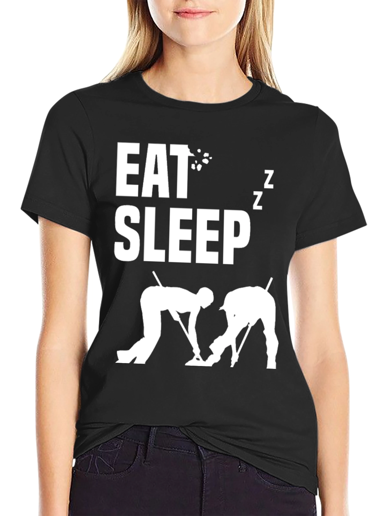 Eat Sleep Curling T-Shirt - Novelty Sports Tee