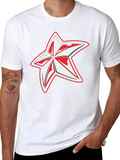Cool Graphic Tee: Star Design Black Cotton T-Shirt