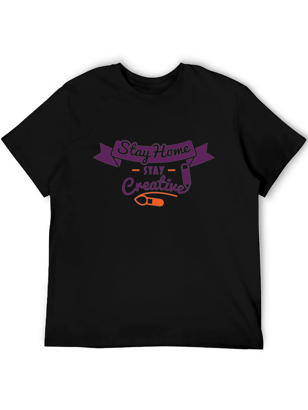 Stay Home Creative Black Graphic T-Shirt