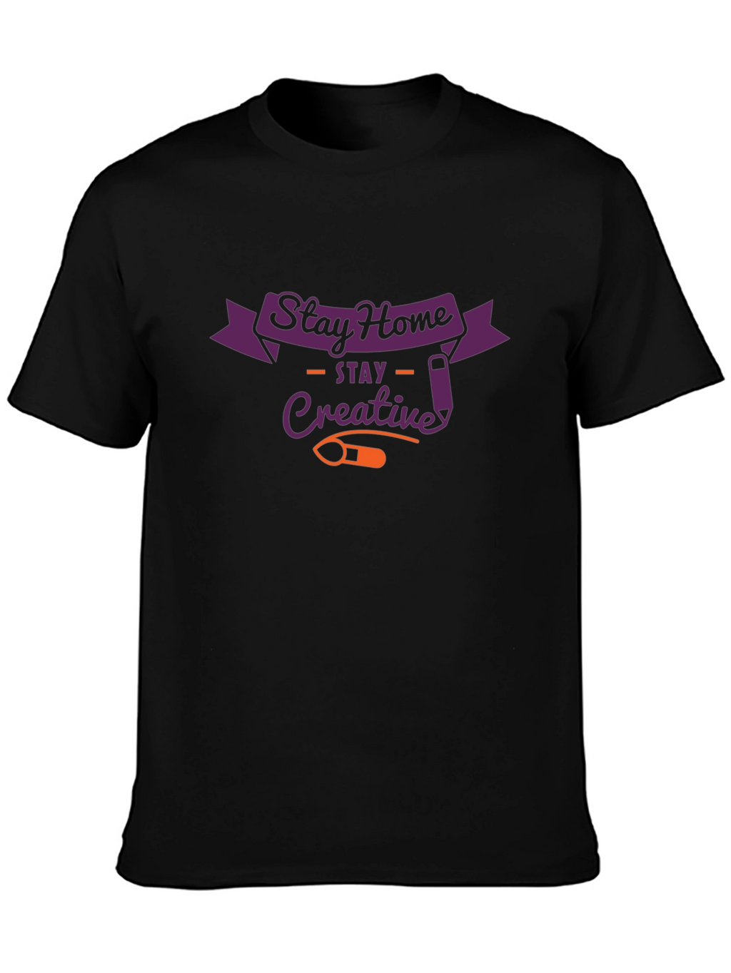 Stay Home Creative Black Graphic T-Shirt