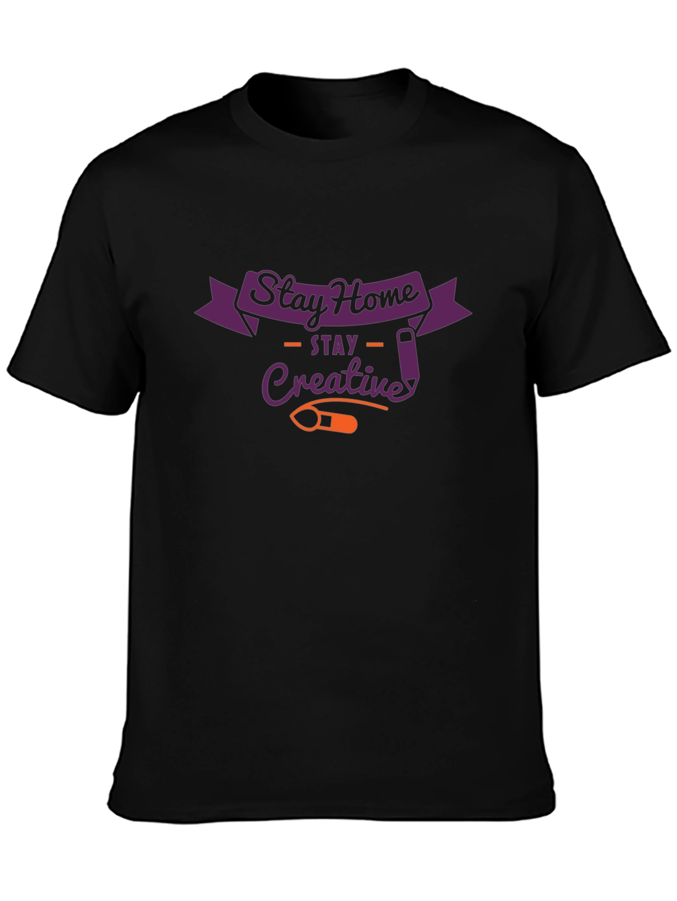 Stay Home Creative Black Graphic T-Shirt