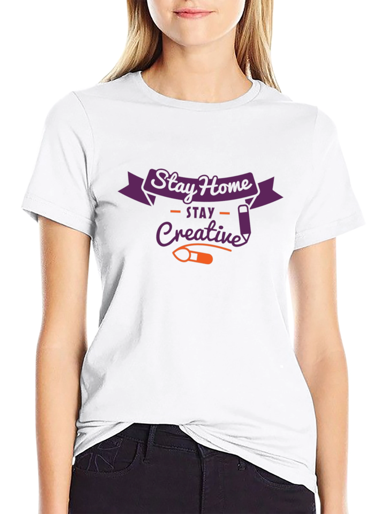 Stay Home Creative Black Graphic T-Shirt
