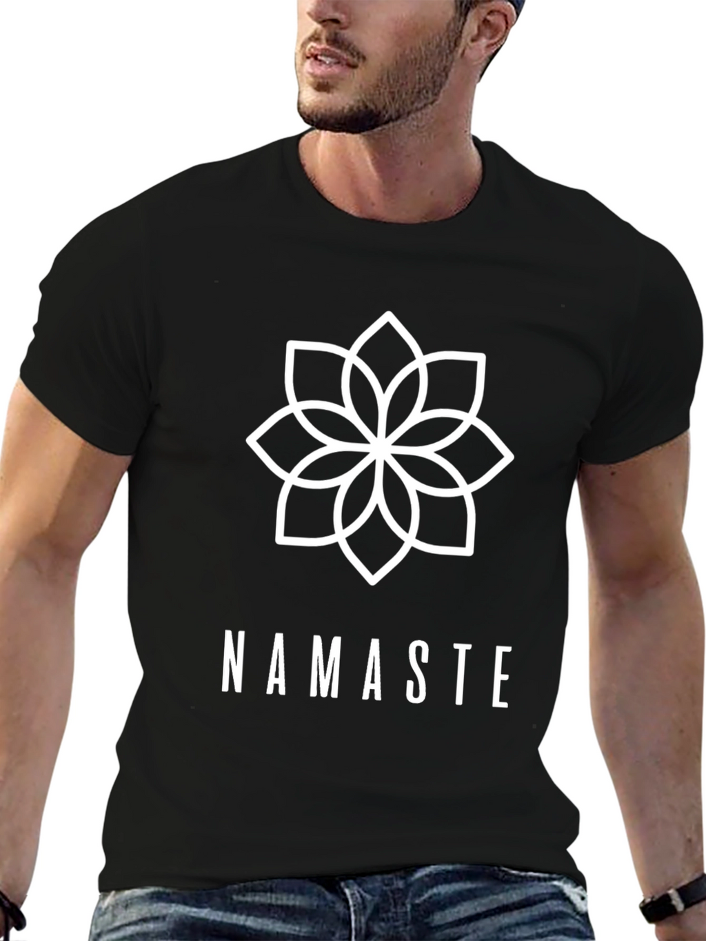 Namaste Lotus Flower Black T-Shirt