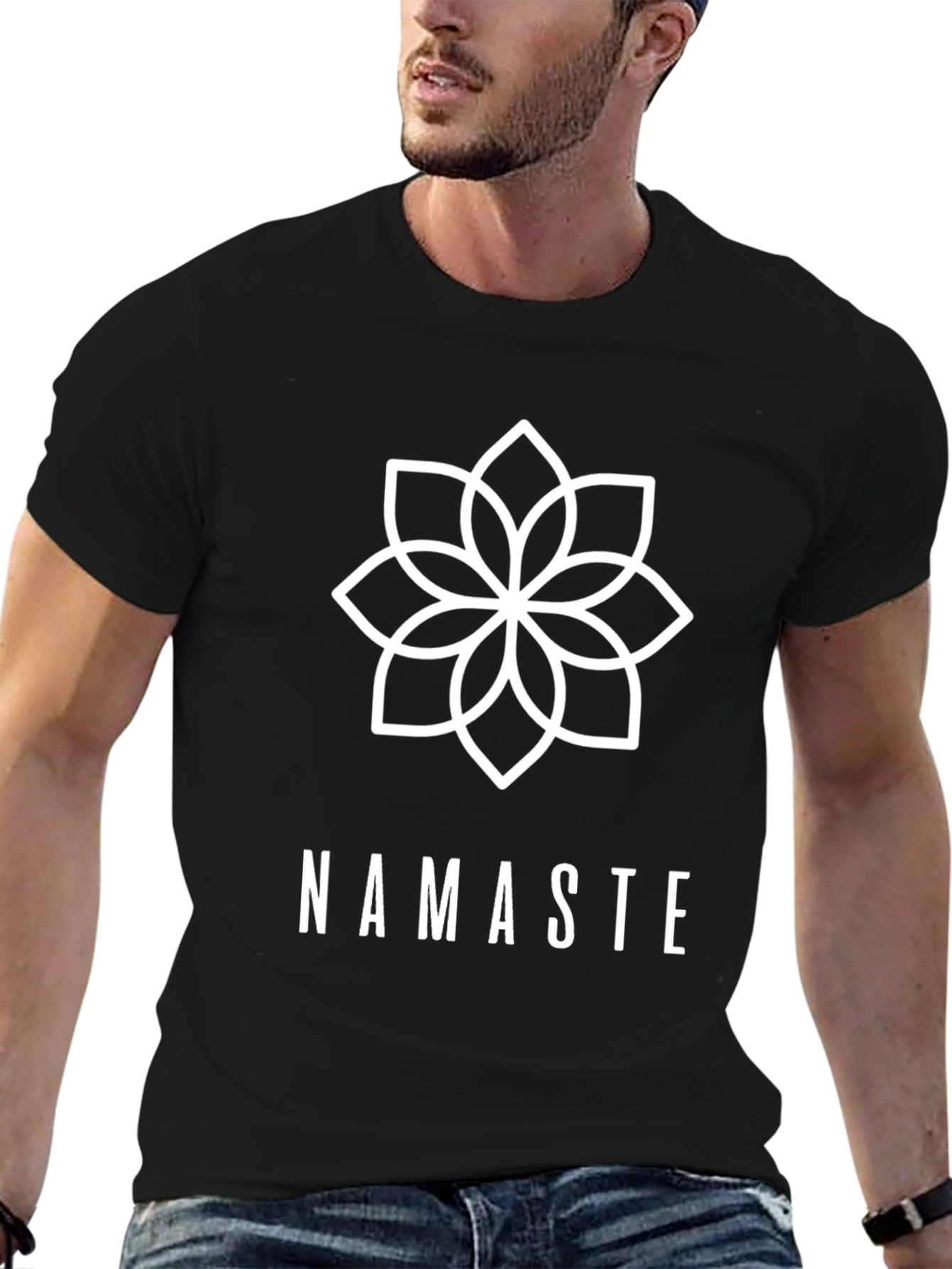 Namaste Lotus Flower Black T-Shirt