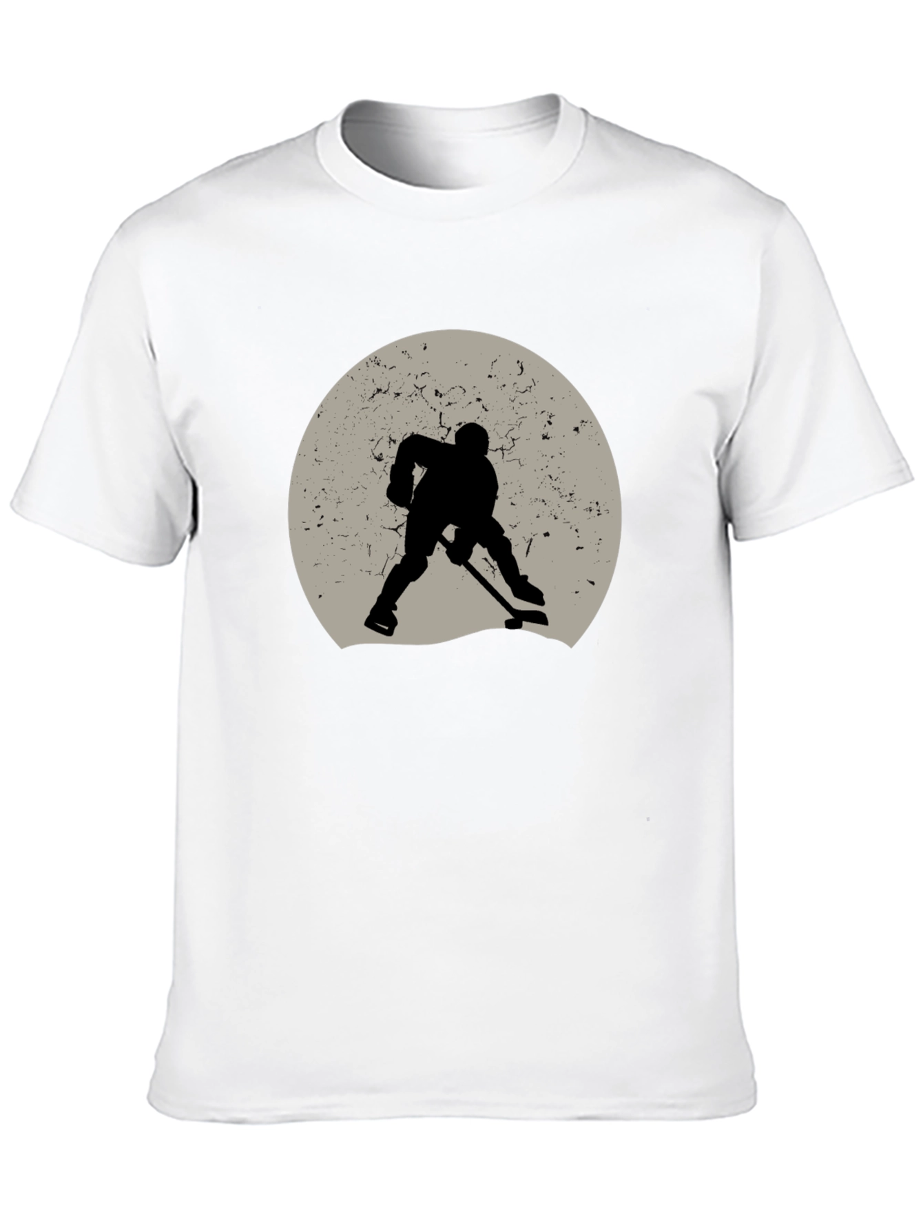 Hockey Player Silhouette Graphic Tee - Black