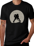 Hockey Player Silhouette Graphic Tee - Black