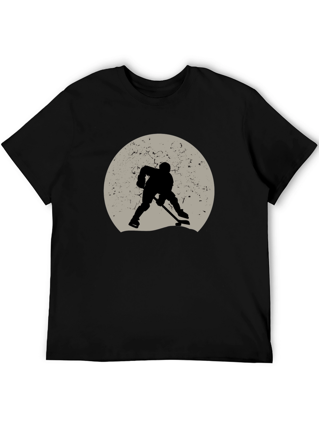 Hockey Player Silhouette Graphic Tee - Black