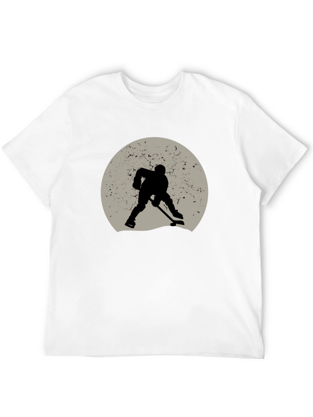 Hockey Player Silhouette Graphic Tee - Black