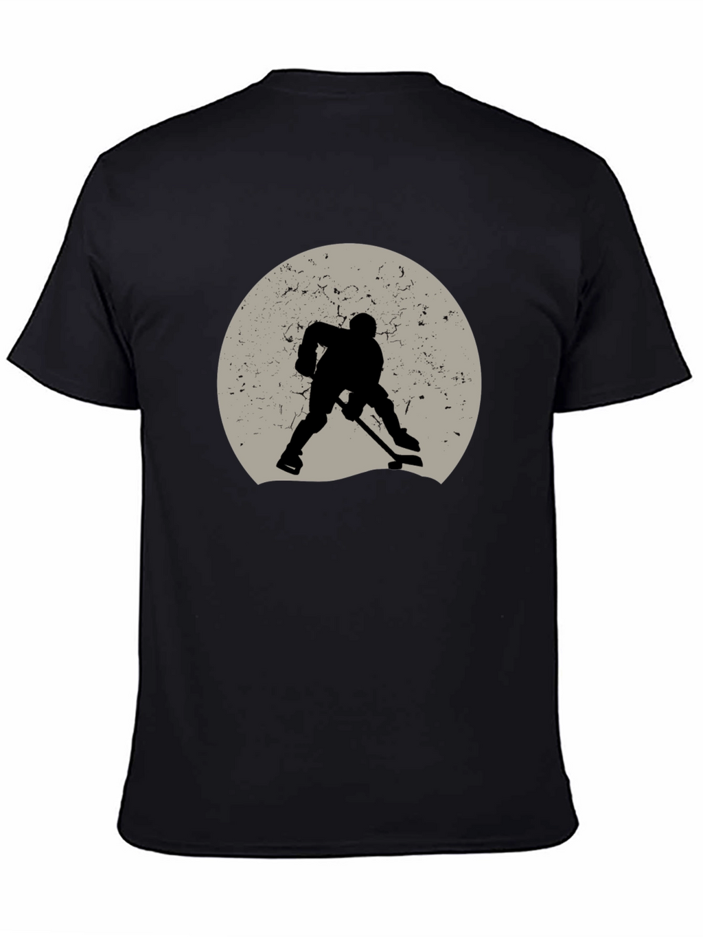 Hockey Player Silhouette Graphic Tee - Black