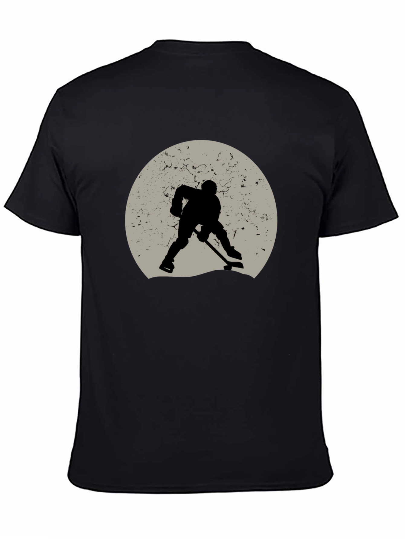 Hockey Player Silhouette Graphic Tee - Black