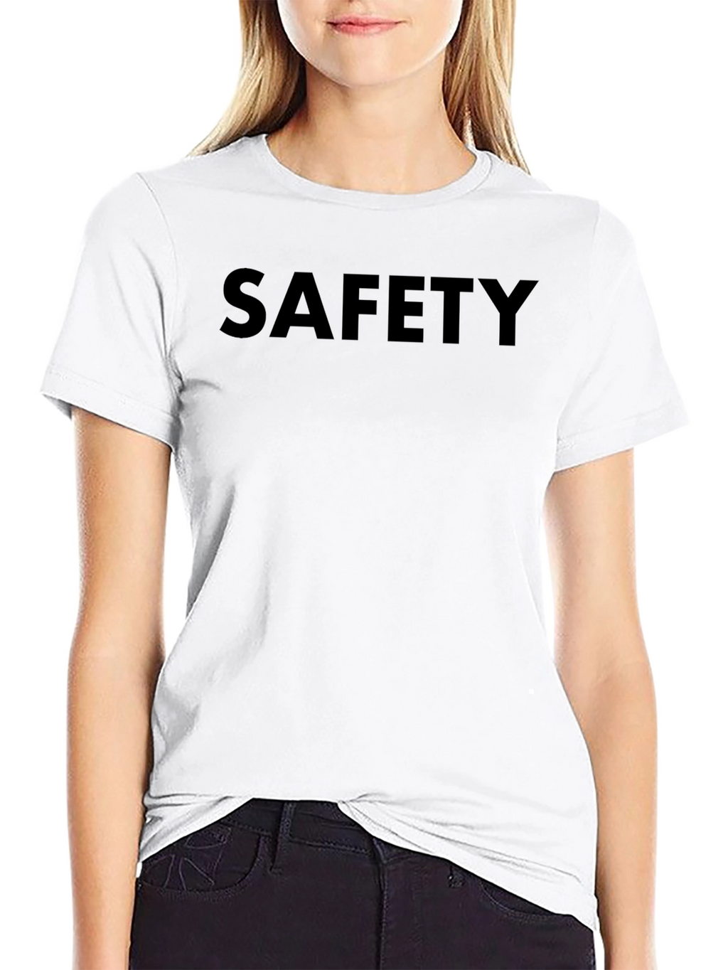 Safety First T-Shirt - Solid Black Crew Neck Tee