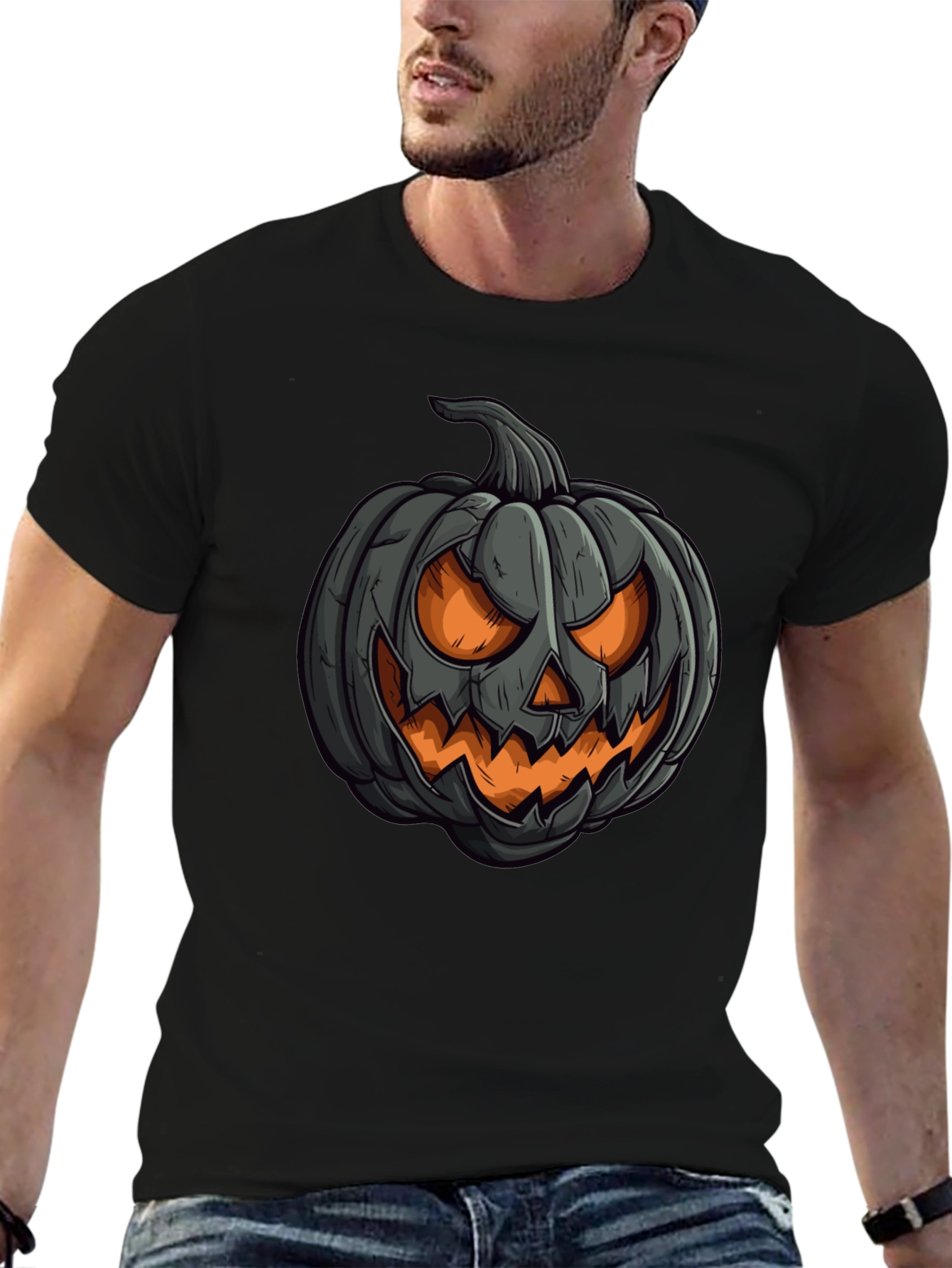Pumpkin Graphic Black T-Shirt Halloween Style