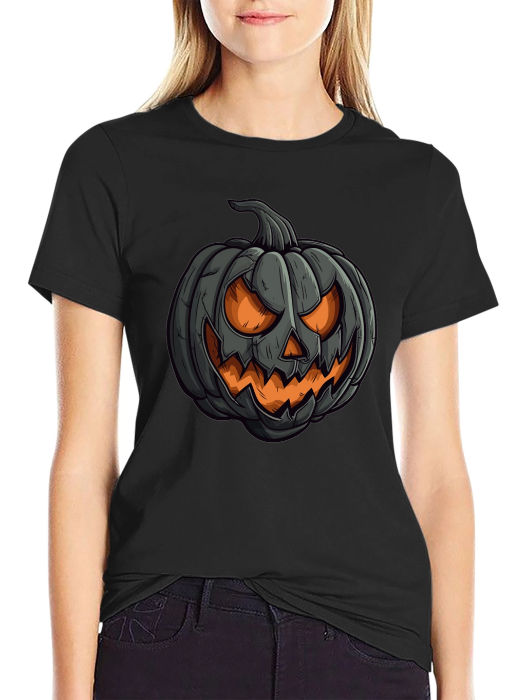 Pumpkin Graphic Black T-Shirt Halloween Style