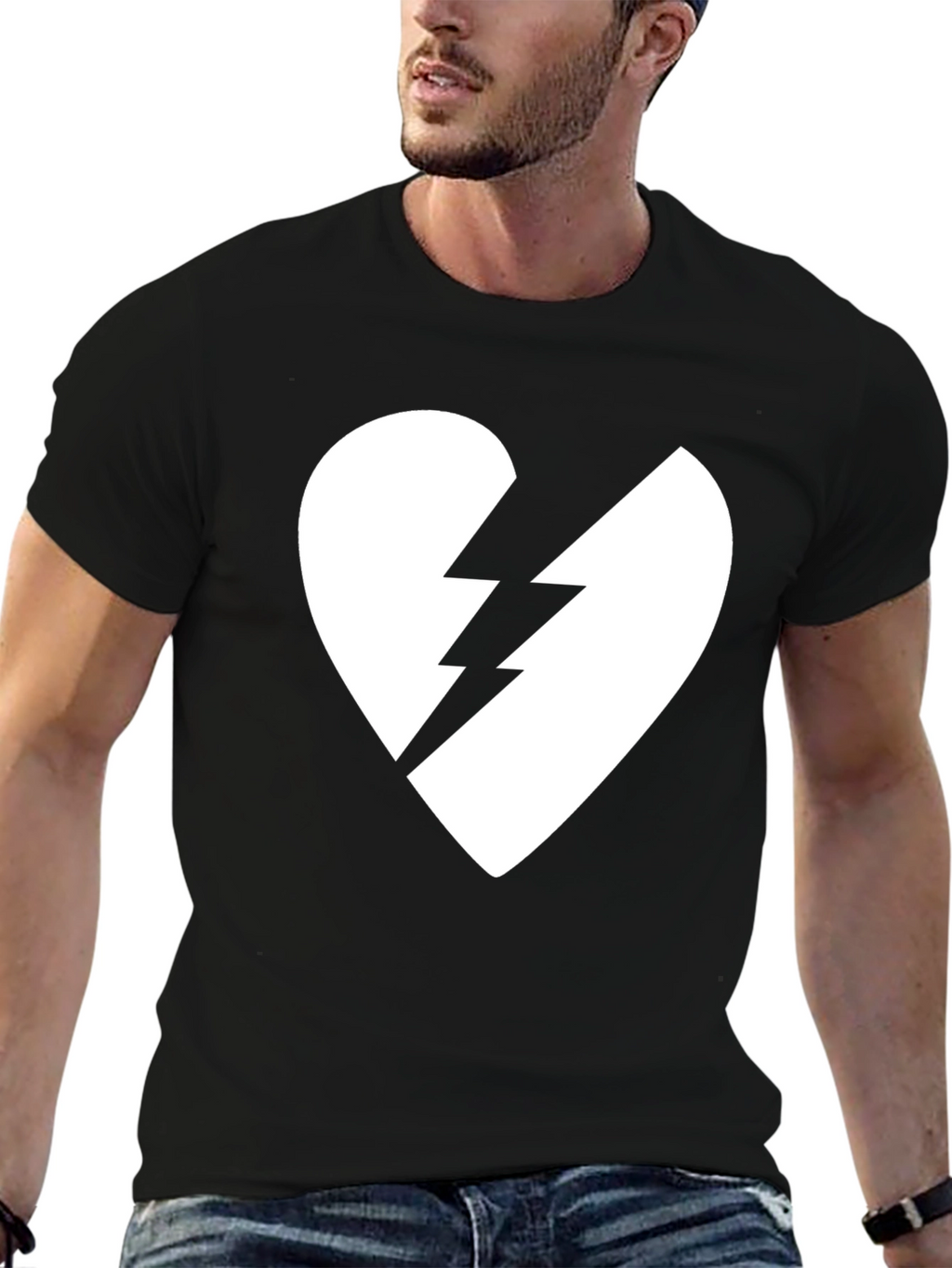 Broken Heart Lightning Bolt Graphic Tee