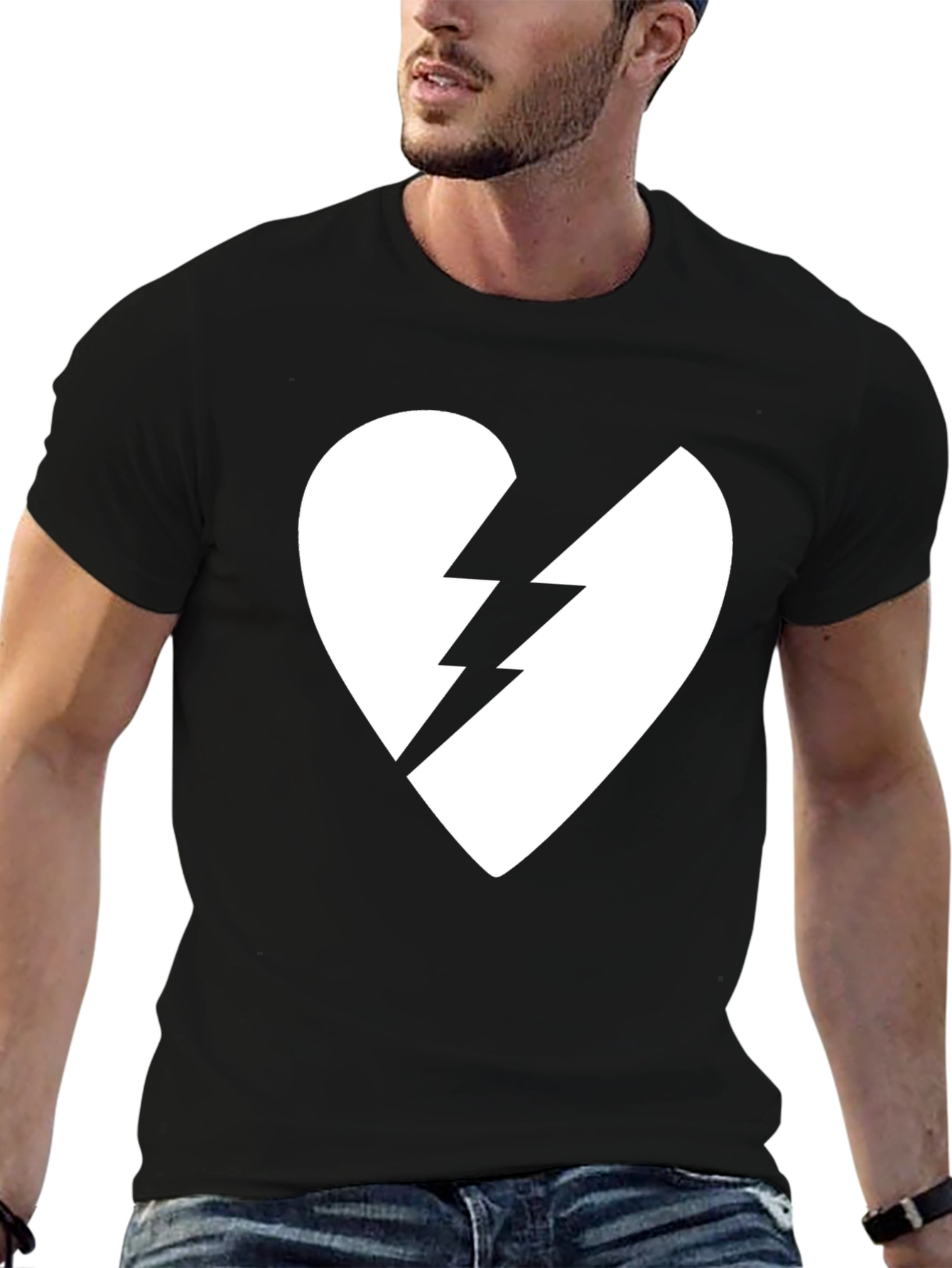 Broken Heart Lightning Bolt Graphic Tee