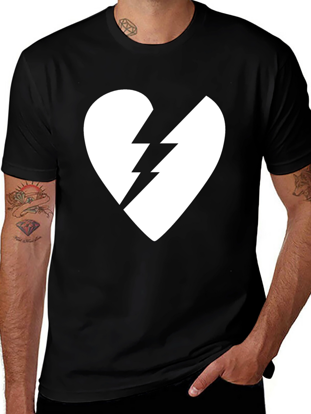 Broken Heart Lightning Bolt Graphic Tee