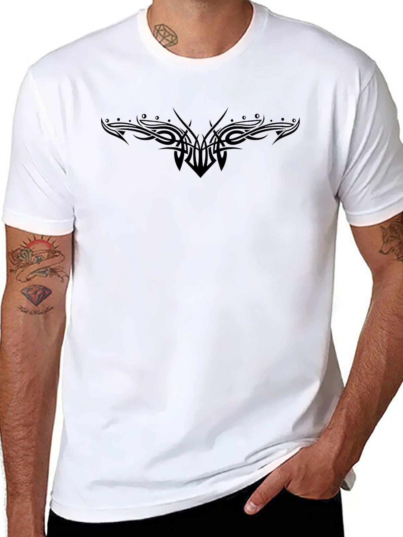 Tribal Tattoo Print Black T-Shirt