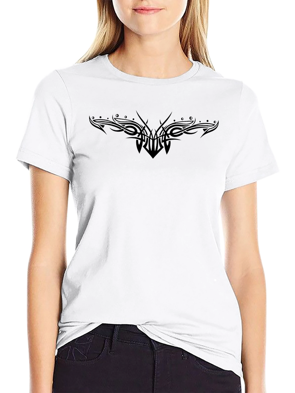 Tribal Tattoo Print Black T-Shirt