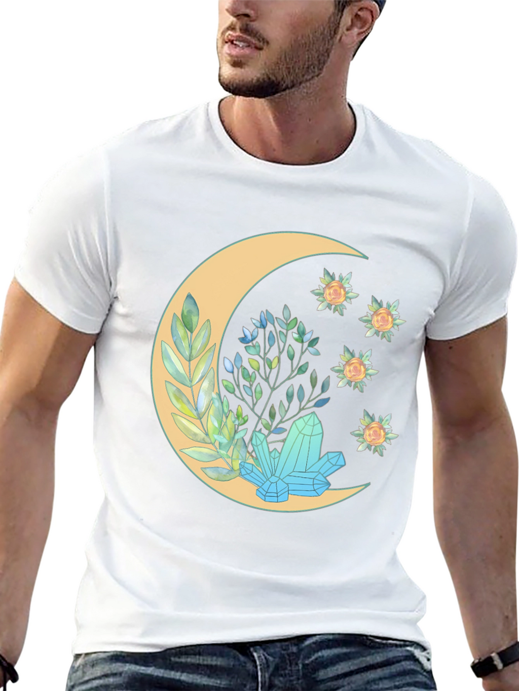 Crescent Moon Crystal Graphic T-Shirt
