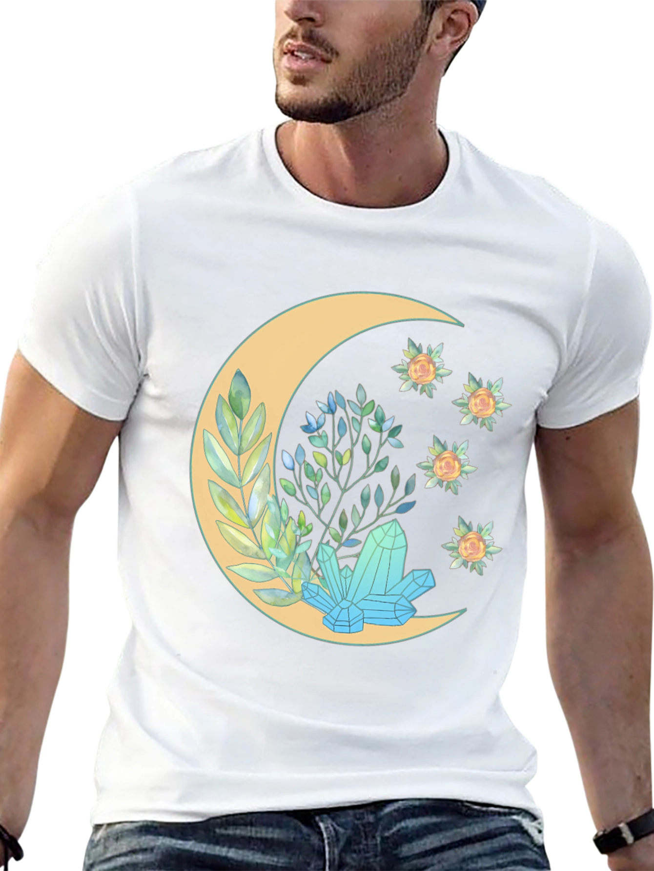 Crescent Moon Crystal Graphic T-Shirt