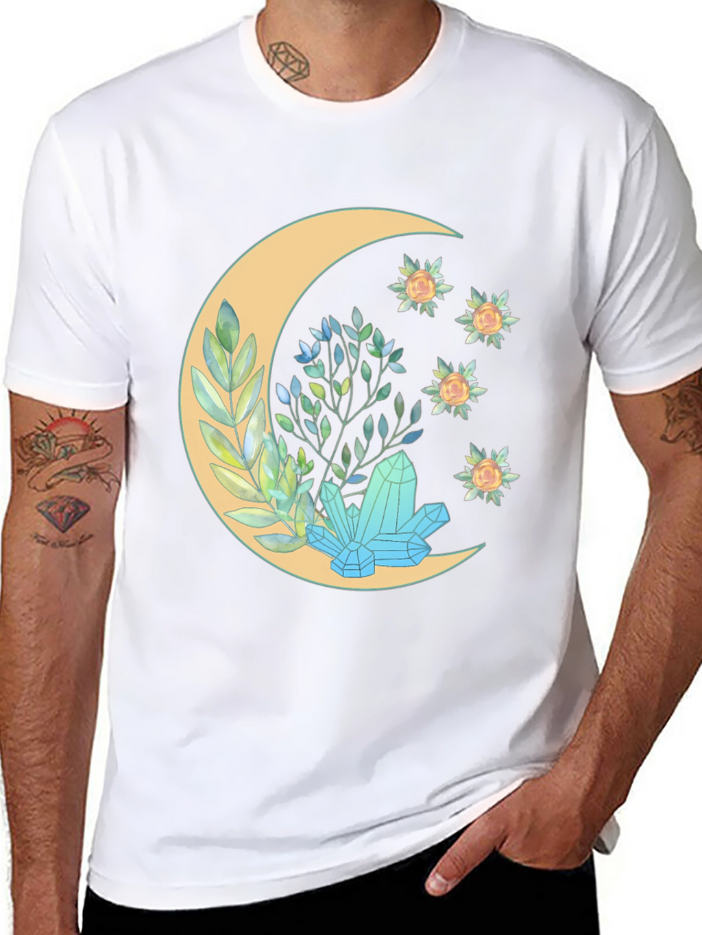 Crescent Moon Crystal Graphic T-Shirt