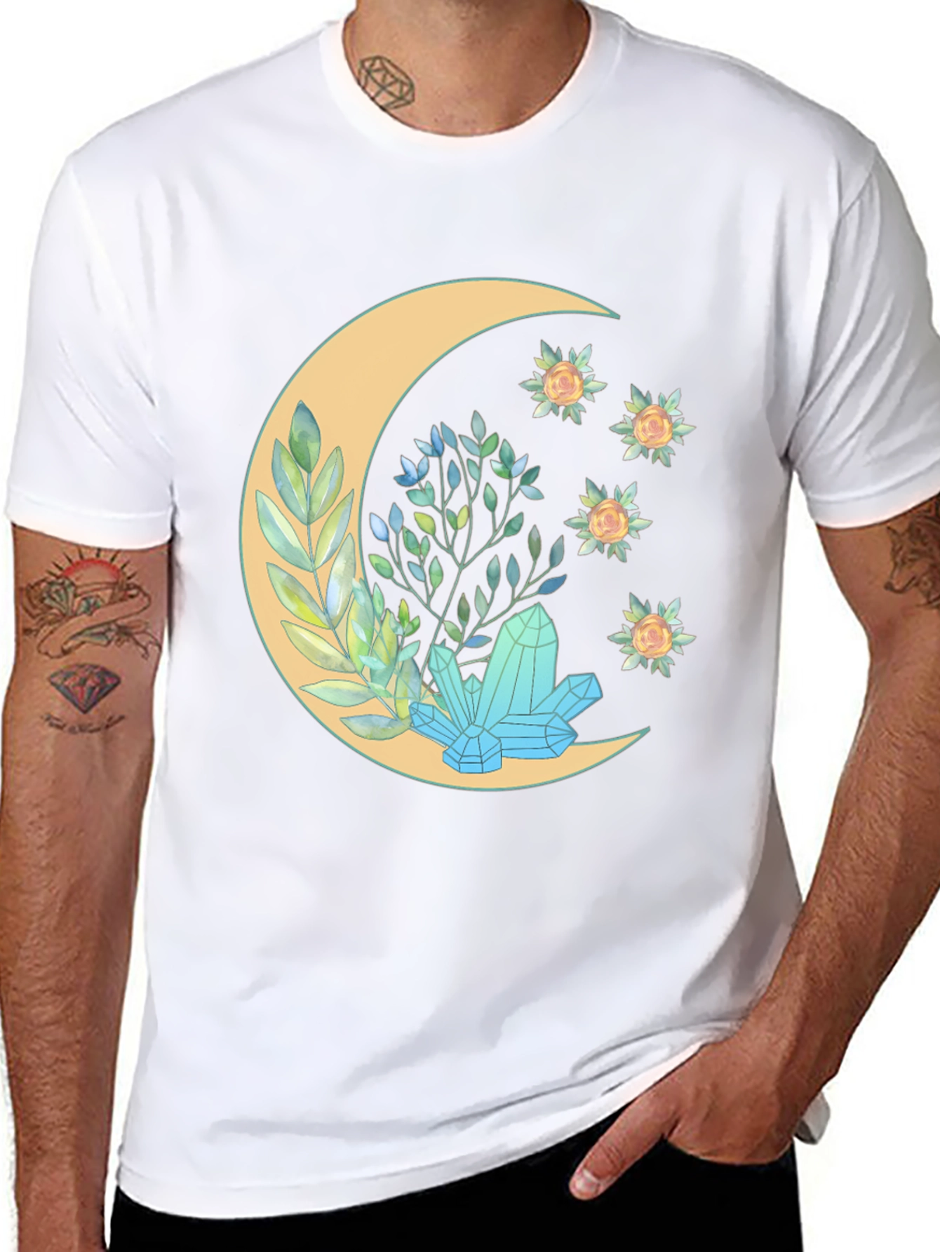Crescent Moon Crystal Graphic T-Shirt