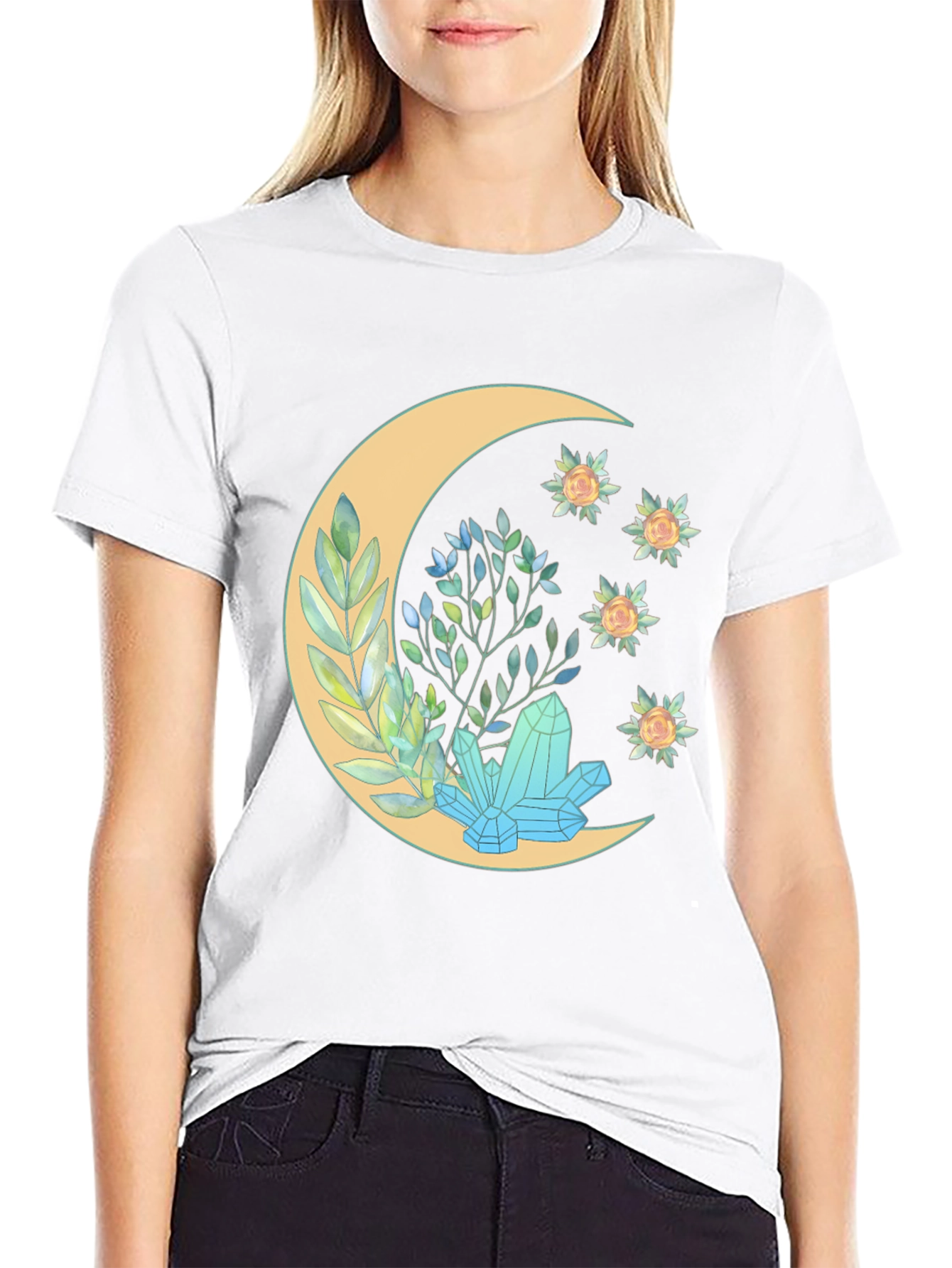 Crescent Moon Crystal Graphic T-Shirt