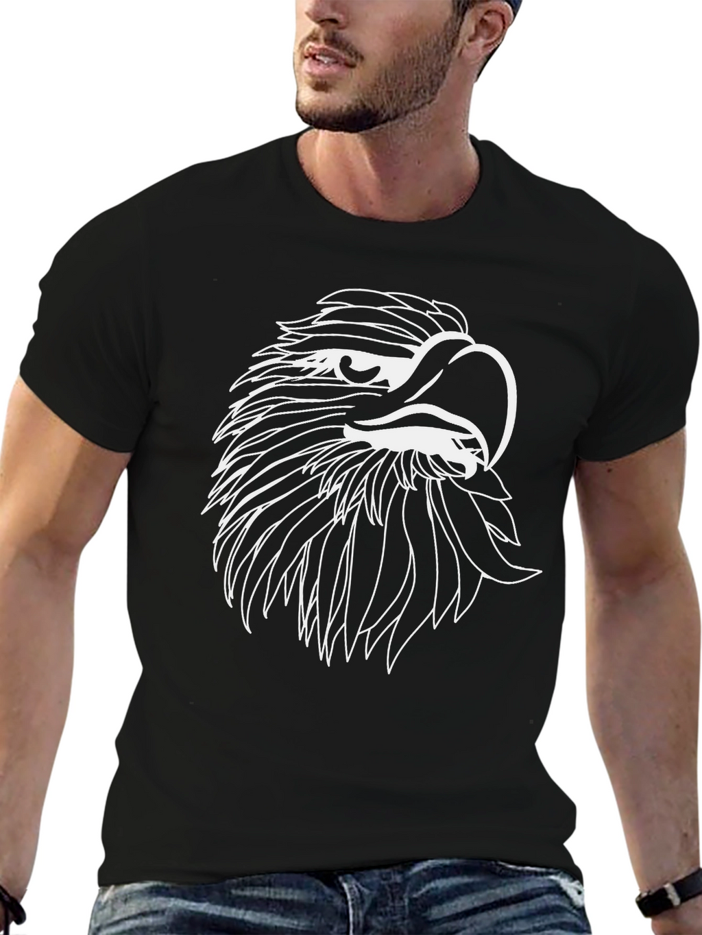 Mens Black Eagle Graphic T-Shirt
