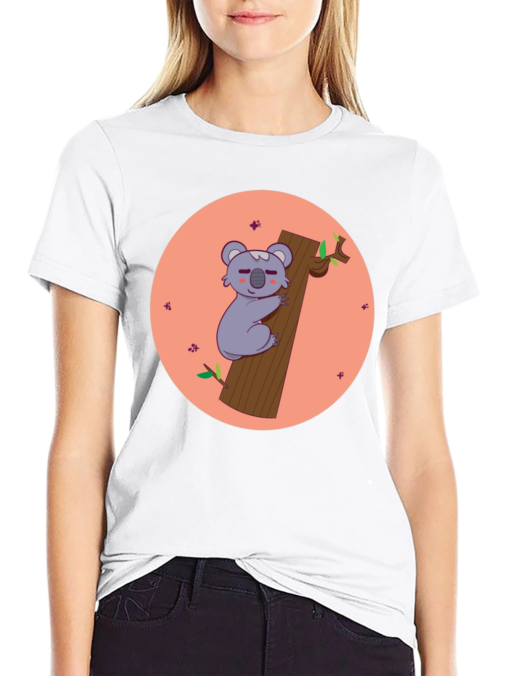 Koala Hugging Tree T-Shirt - Cute Cartoon Design
