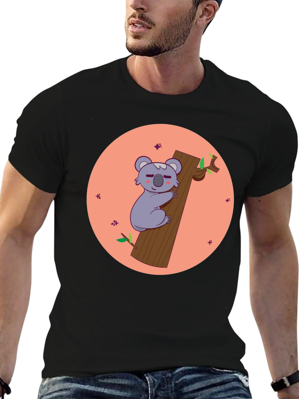 Koala Hugging Tree T-Shirt - Cute Cartoon Design