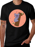 Koala Hugging Tree T-Shirt - Cute Cartoon Design