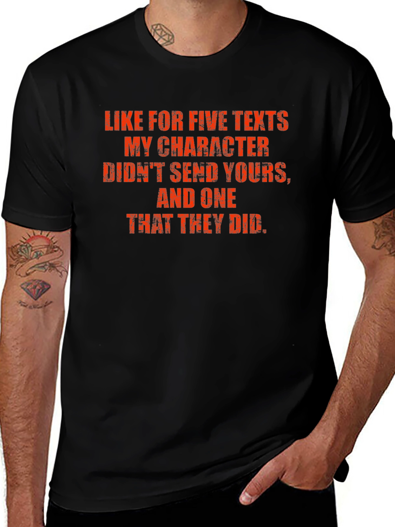Humorous Graphic Tee: Character Texts