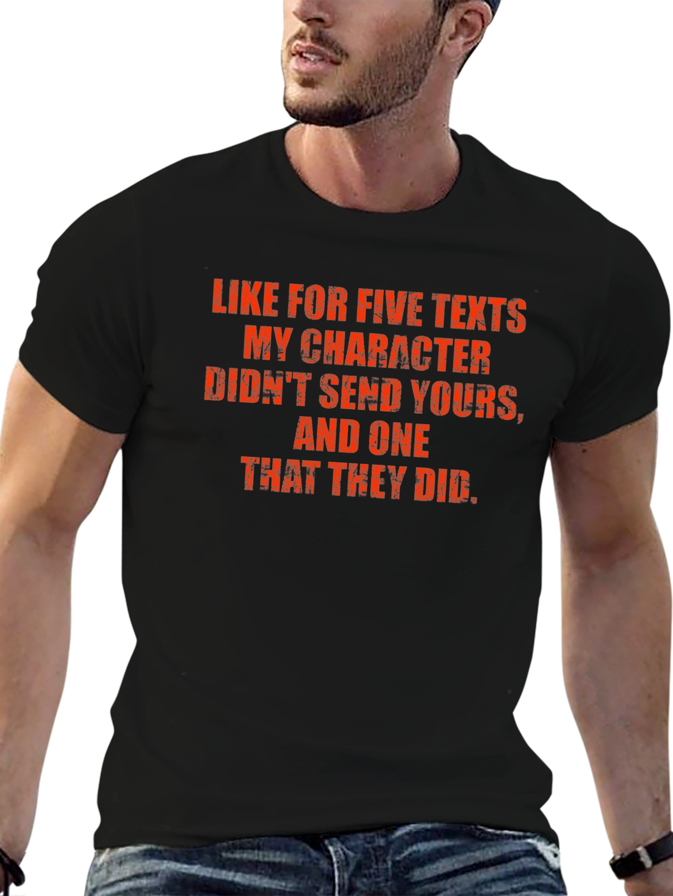 Humorous Graphic Tee: Character Texts